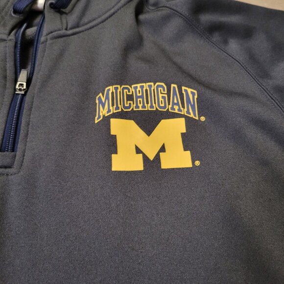 Gray University of Michigan Wolverines Proedge Hooded Sweatshirt Sz XL - Picture 2 of 5